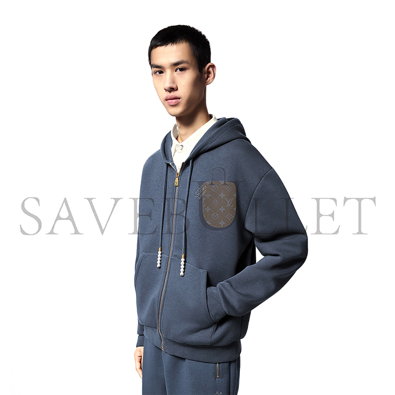 LOUIS VUITTON EMBROIDERED ZIPPED JERSEY HOODIE 1AFRB1